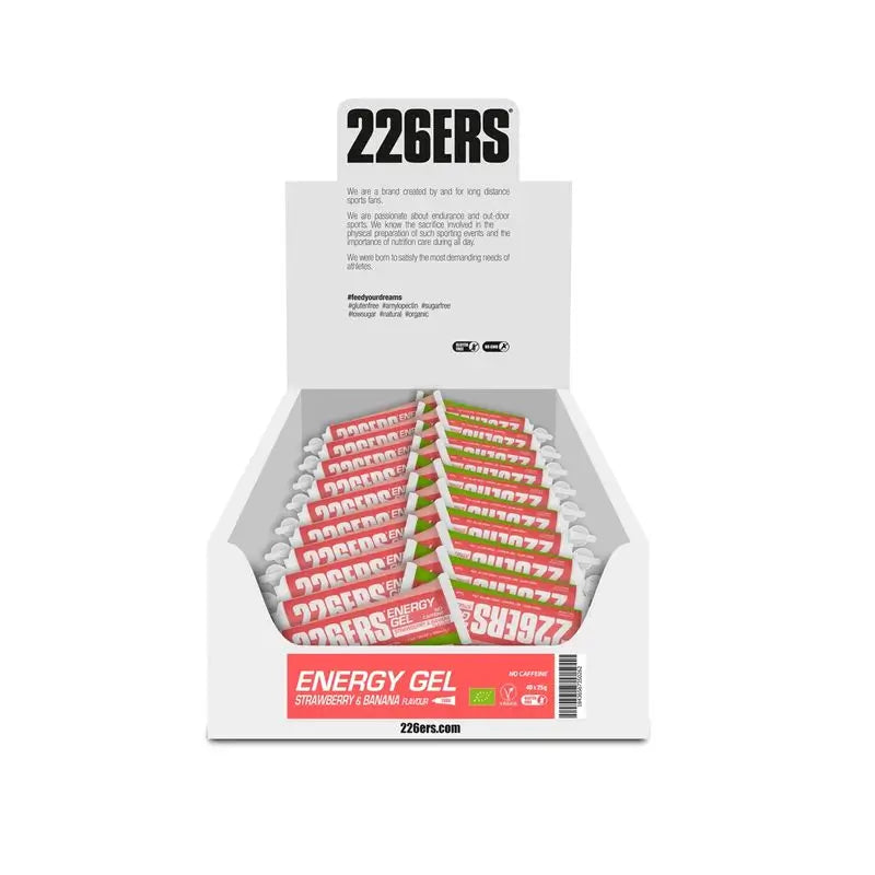 226Ers Energy Gel 25Gr Gel Energético Fresa Y Plátano - Sin Cafeína, 40x25 gr