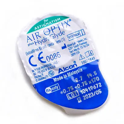 Air Optix Plus Hydraglyde Lentillas Tóricas Mensuales , 6 unidades - -6.50,-1.25,180,8.7,14.50